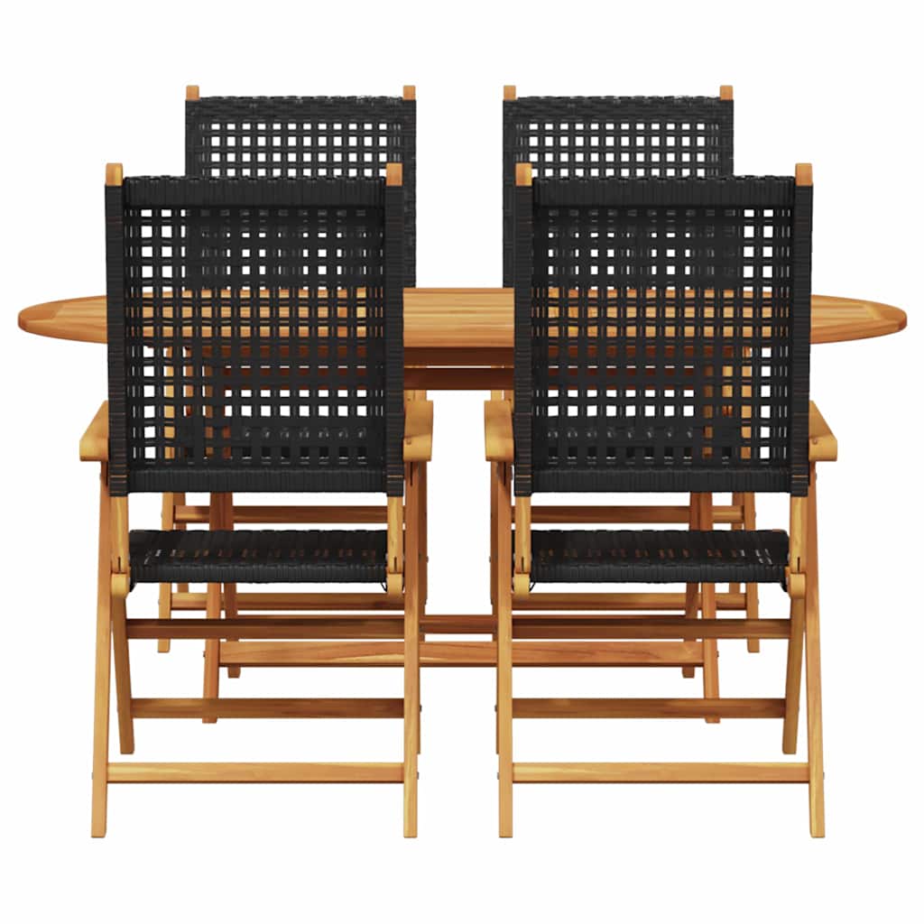 8721288596444_wbg-fr_en_hd_5 vidaXL Garden Dining Set 5 pcs Black Solid acacia wood and poly rattan - Image 7