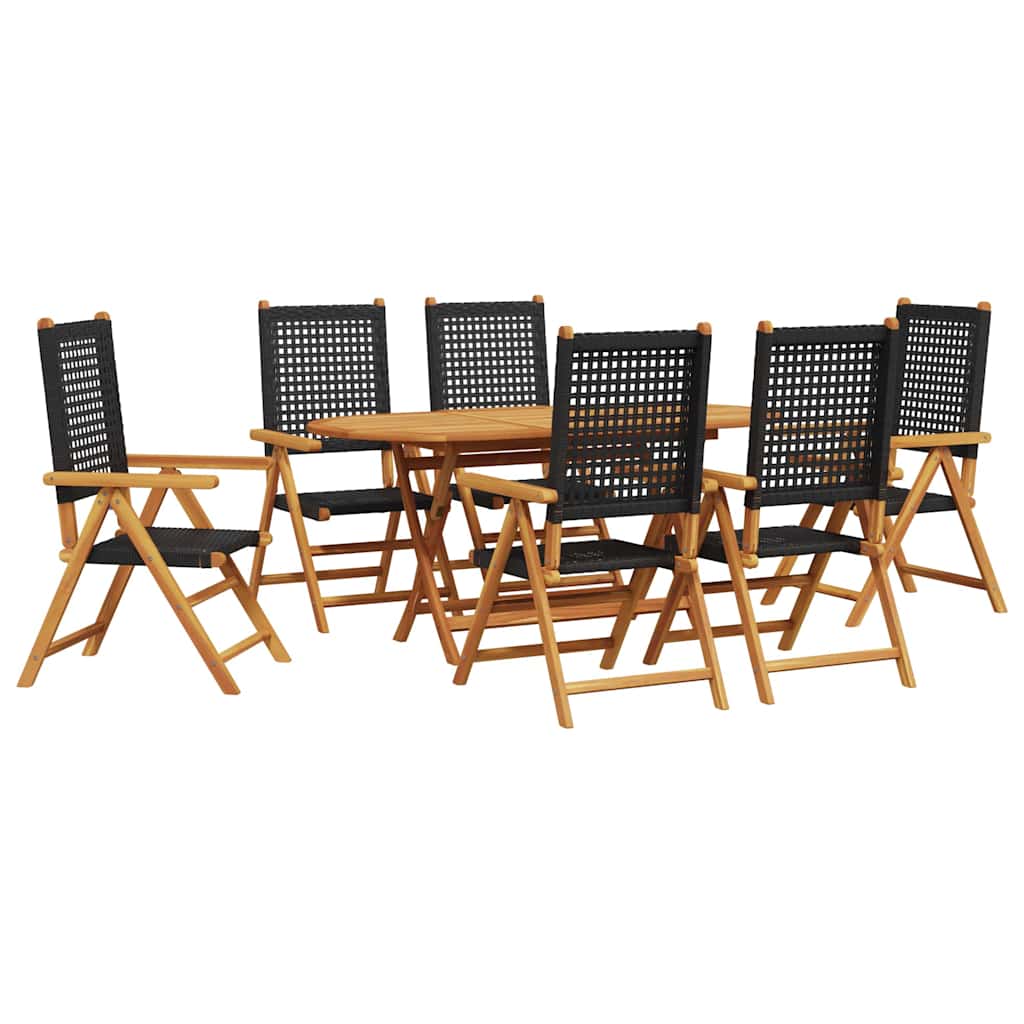 8721288596451_wbg-an-m_en_hd_2 vidaXL Garden Dining Set 7 pcs Black Solid acacia wood and poly rattan - Image 2