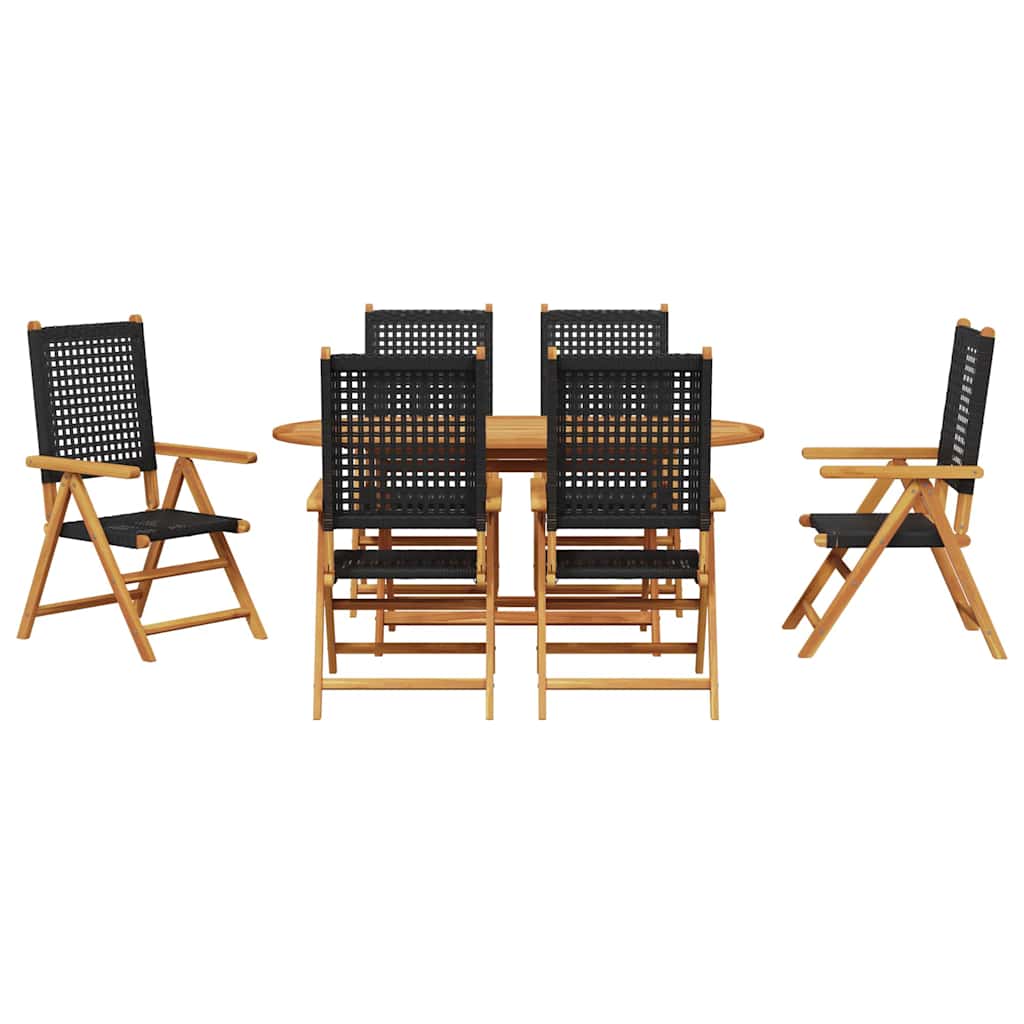 8721288596451_wbg-fr_en_hd_4 vidaXL Garden Dining Set 7 pcs Black Solid acacia wood and poly rattan - Image 6