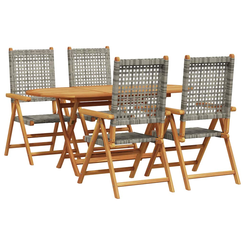 8721288596468_wbg-an-m_en_hd_1 vidaXL Garden Dining Set 5 pcs Grey Solid acacia wood and poly rattan - Image 2