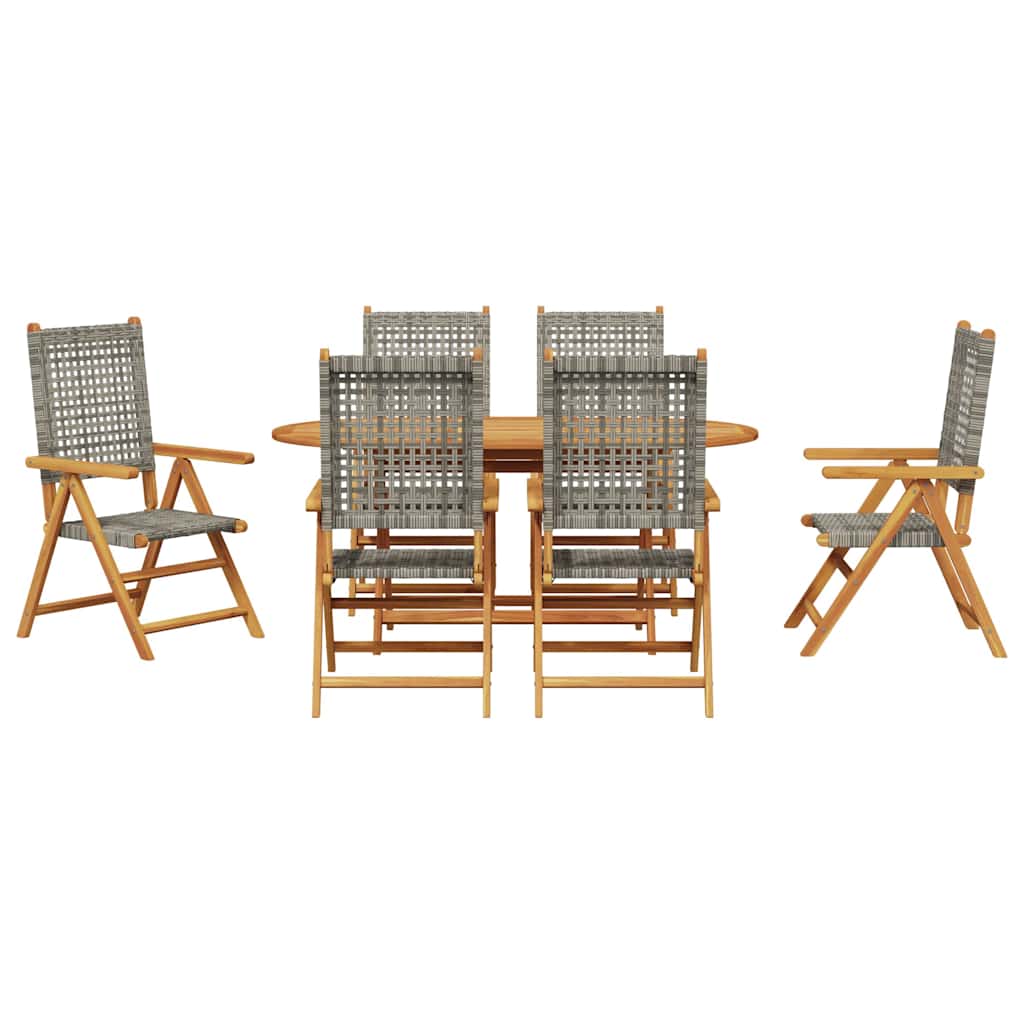 8721288596475_wbg-fr_en_hd_3 vidaXL Garden Dining Set 7 pcs Grey Solid acacia wood and poly rattan - Image 8