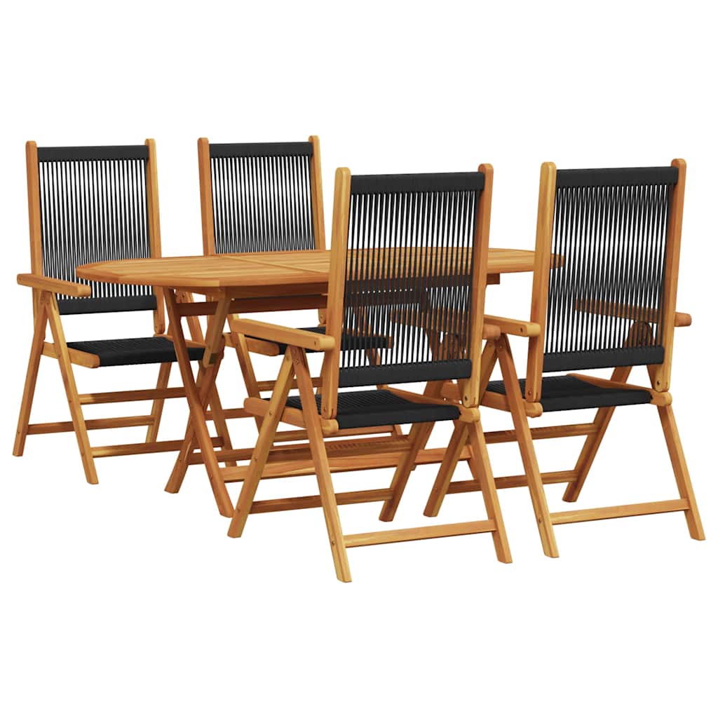 8721288596505_wbg-an-m_en_hd_3 vidaXL Garden Dining Set 5 pcs Black Solid acacia wood and poly rattan - Image 2