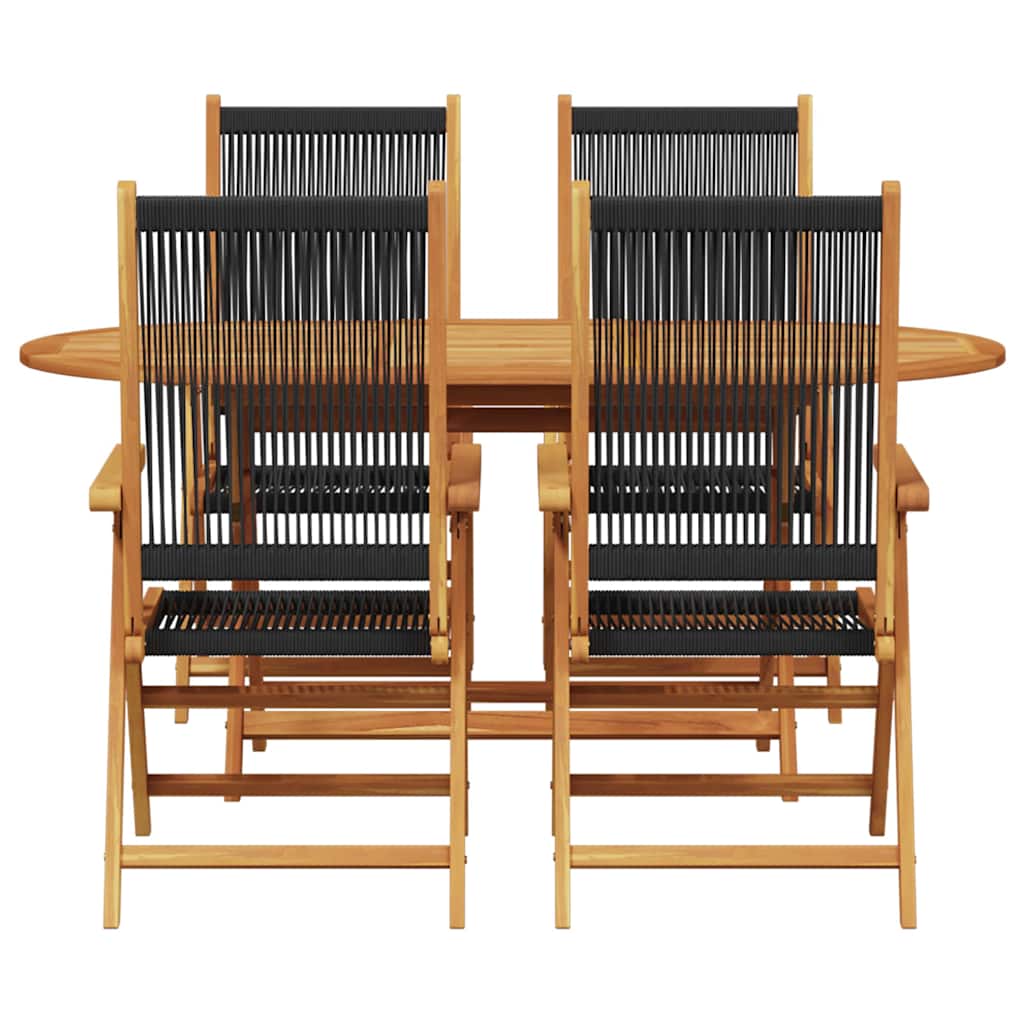 8721288596505_wbg-fr_en_hd_4 vidaXL Garden Dining Set 5 pcs Black Solid acacia wood and poly rattan - Image 6