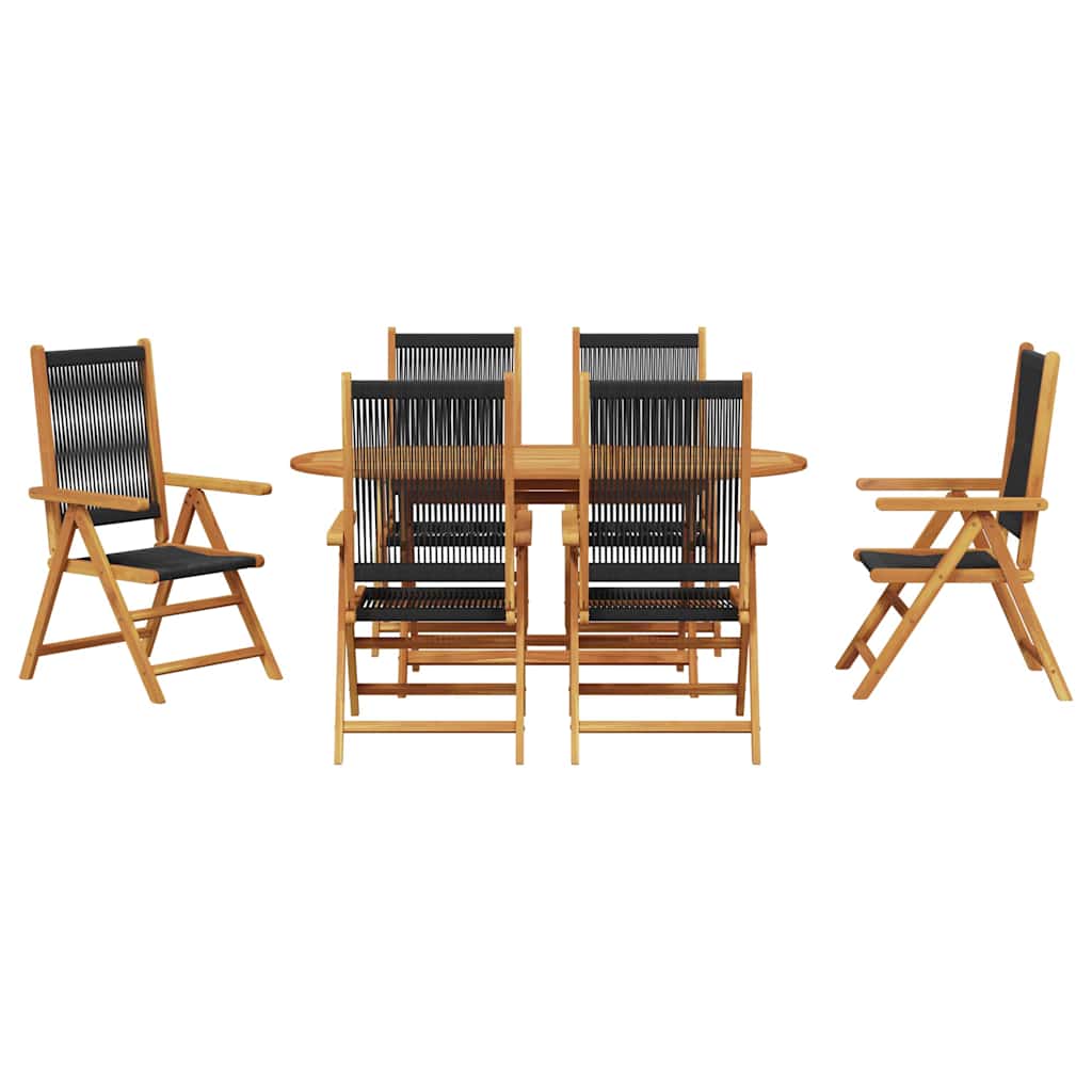 8721288596512_wbg-fr_en_hd_6 vidaXL Garden Dining Set 7 pcs Black Solid acacia wood and poly rattan - Image 8