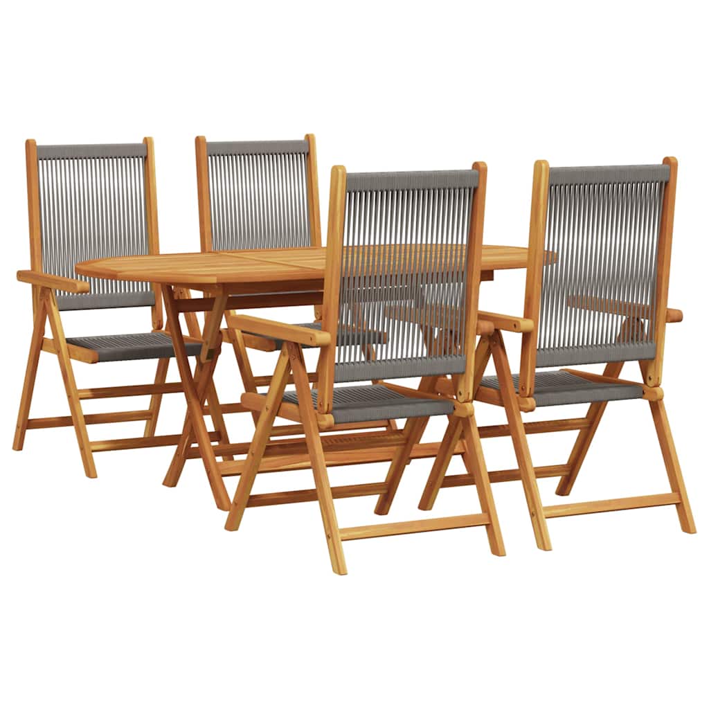 8721288596529_wbg-an-m_en_hd_3 vidaXL Garden Dining Set 5 pcs Grey Solid acacia wood and poly rattan - Image 2