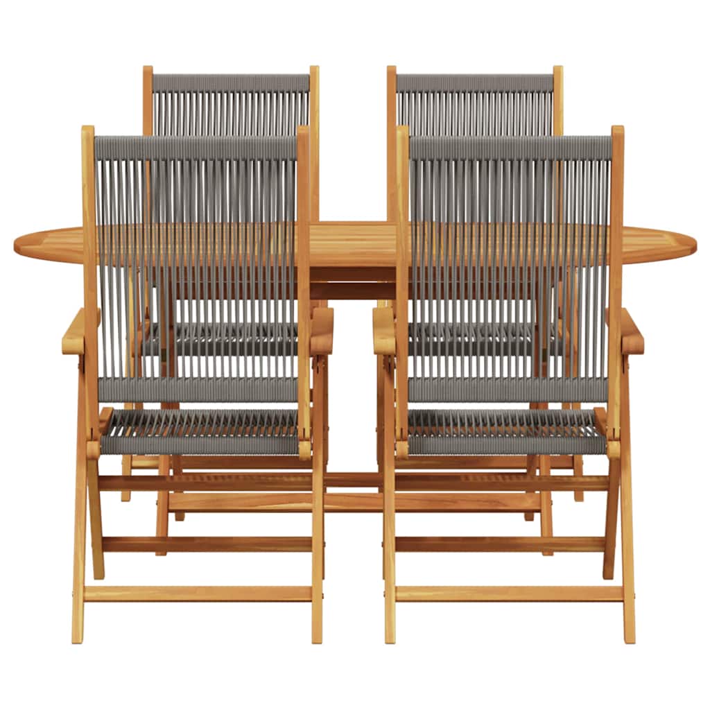 8721288596529_wbg-fr_en_hd_1 vidaXL Garden Dining Set 5 pcs Grey Solid acacia wood and poly rattan - Image 7