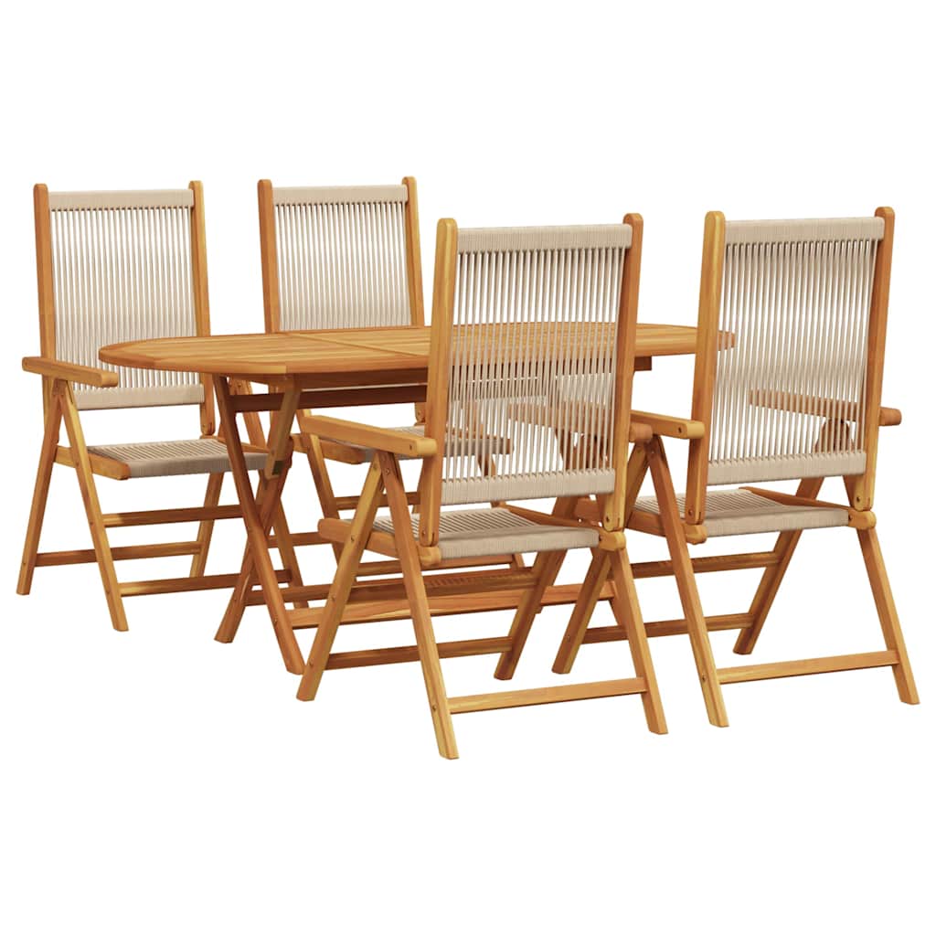 8721288596543_wbg-an-m_en_hd_2 vidaXL Garden Dining Set 5 pcs Beige Solid acacia wood and poly rattan - Image 2