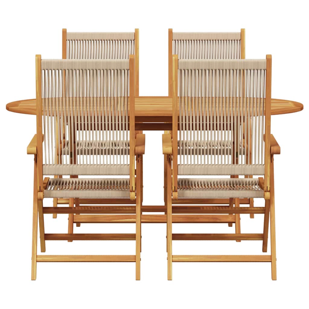 8721288596543_wbg-fr_en_hd_3 vidaXL Garden Dining Set 5 pcs Beige Solid acacia wood and poly rattan - Image 6