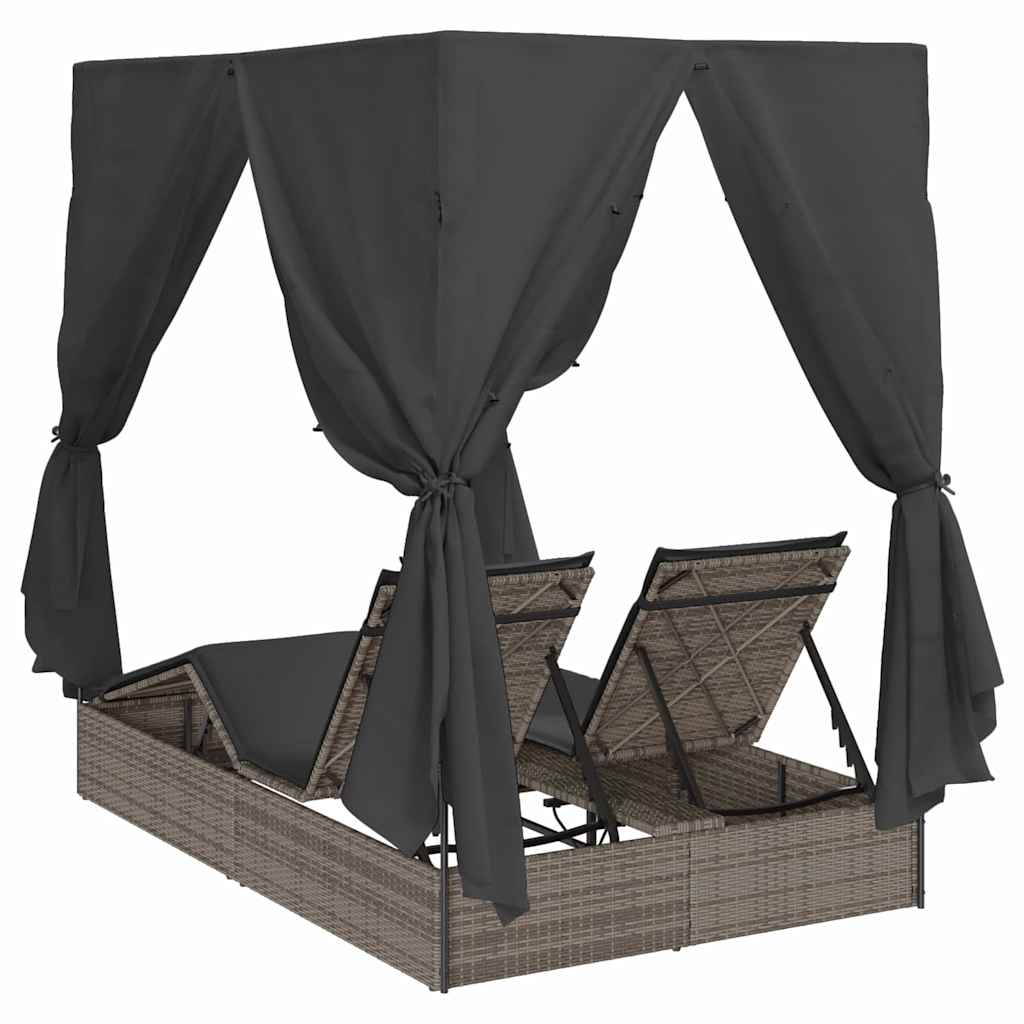 8721288599087_wbg-ba_en_hd_3 vidaXL Double Sun Lounger with Roof Grey 205 x 129 x 200 cm PE rattan - Image 7