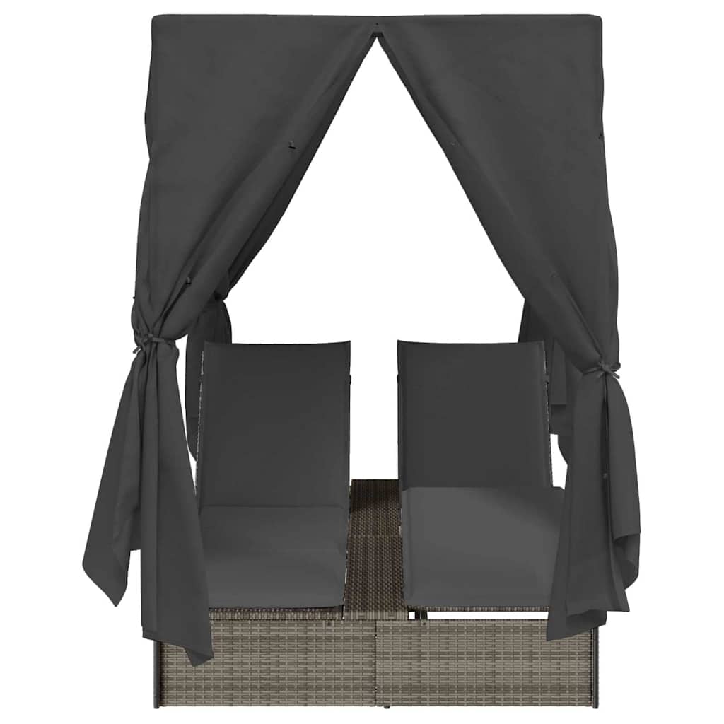 8721288599087_wbg-fr_en_hd_4 vidaXL Double Sun Lounger with Roof Grey 205 x 129 x 200 cm PE rattan - Image 5