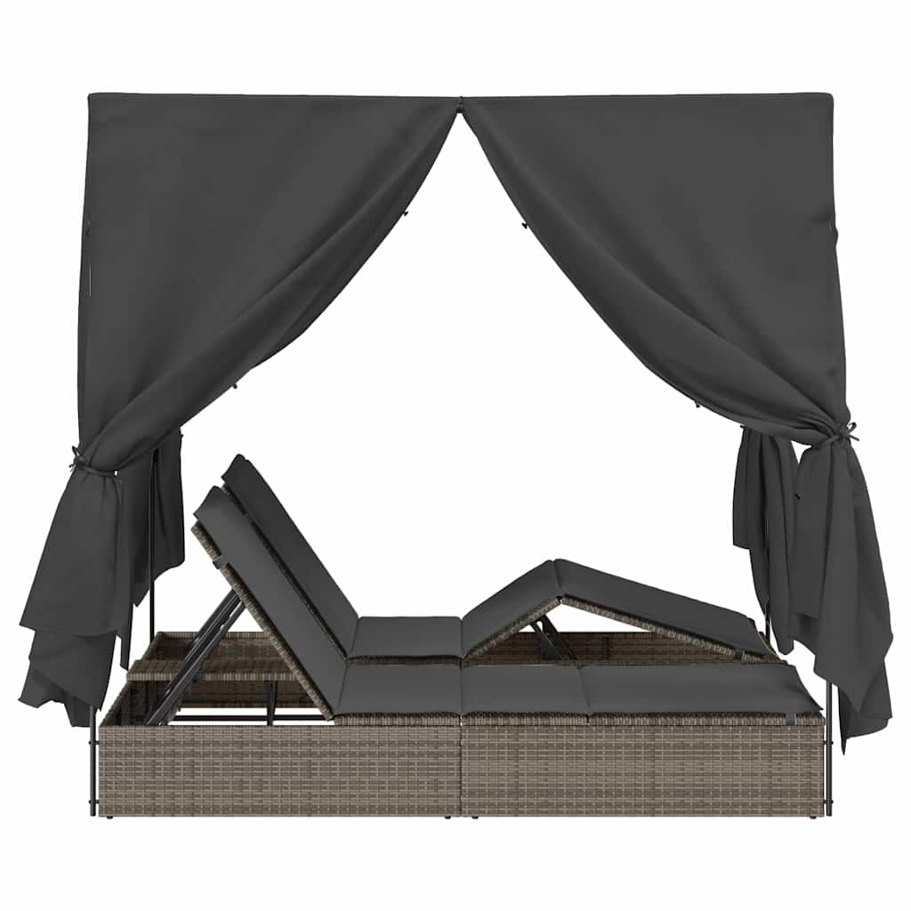8721288599087_wbg-si_en_hd_5 vidaXL Double Sun Lounger with Roof Grey 205 x 129 x 200 cm PE rattan - Image 6