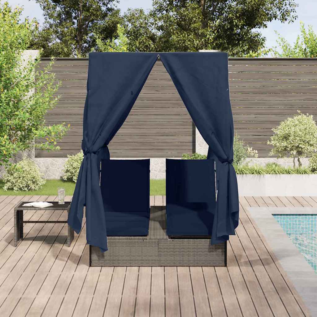 8721288599131_mo-im_en_hd_2 vidaXL Double Sun Lounger with Roof Grey 205 x 129 x 200 cm PE rattan - Image 3
