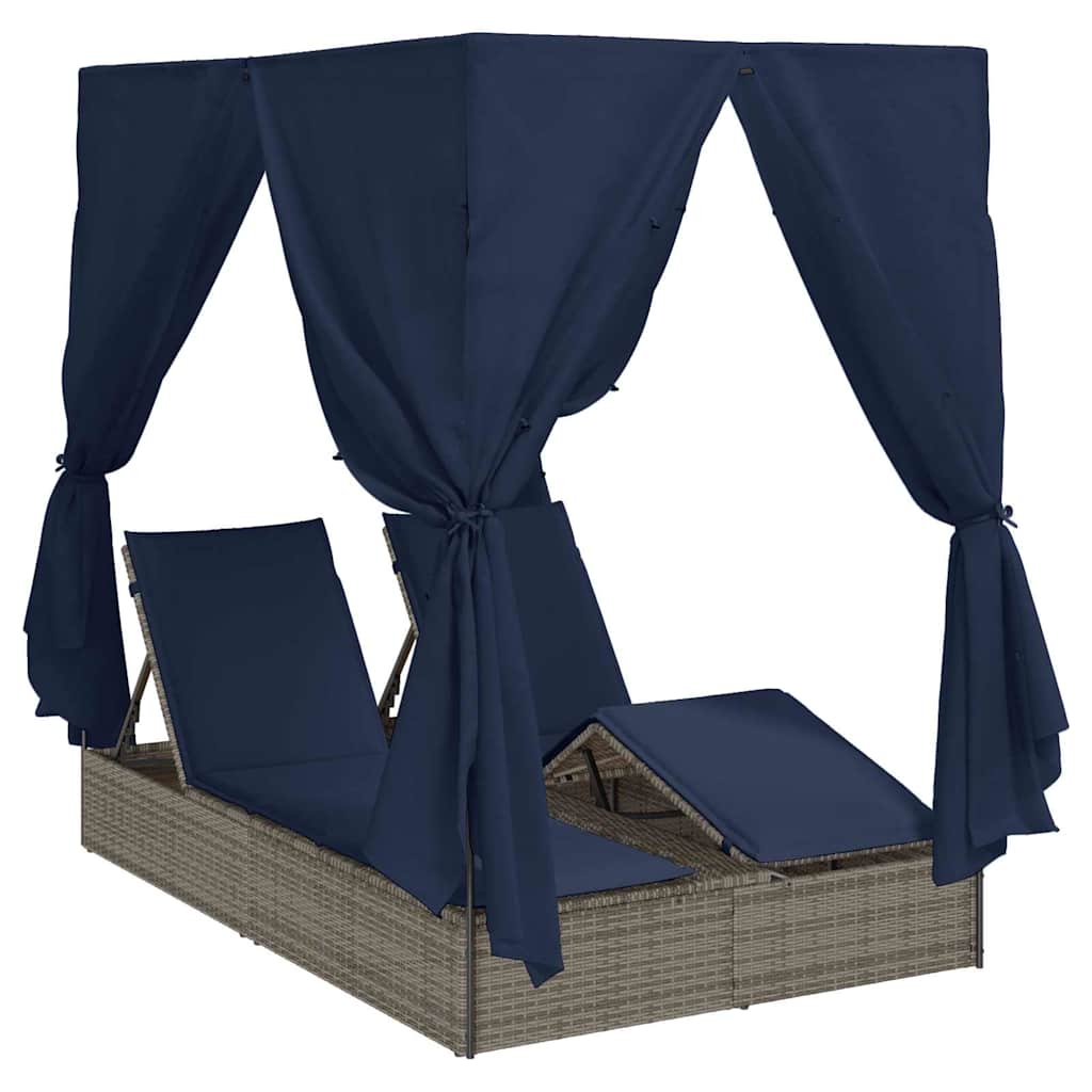 8721288599131_wbg-an-m_en_hd_1 vidaXL Double Sun Lounger with Roof Grey 205 x 129 x 200 cm PE rattan - Image 2