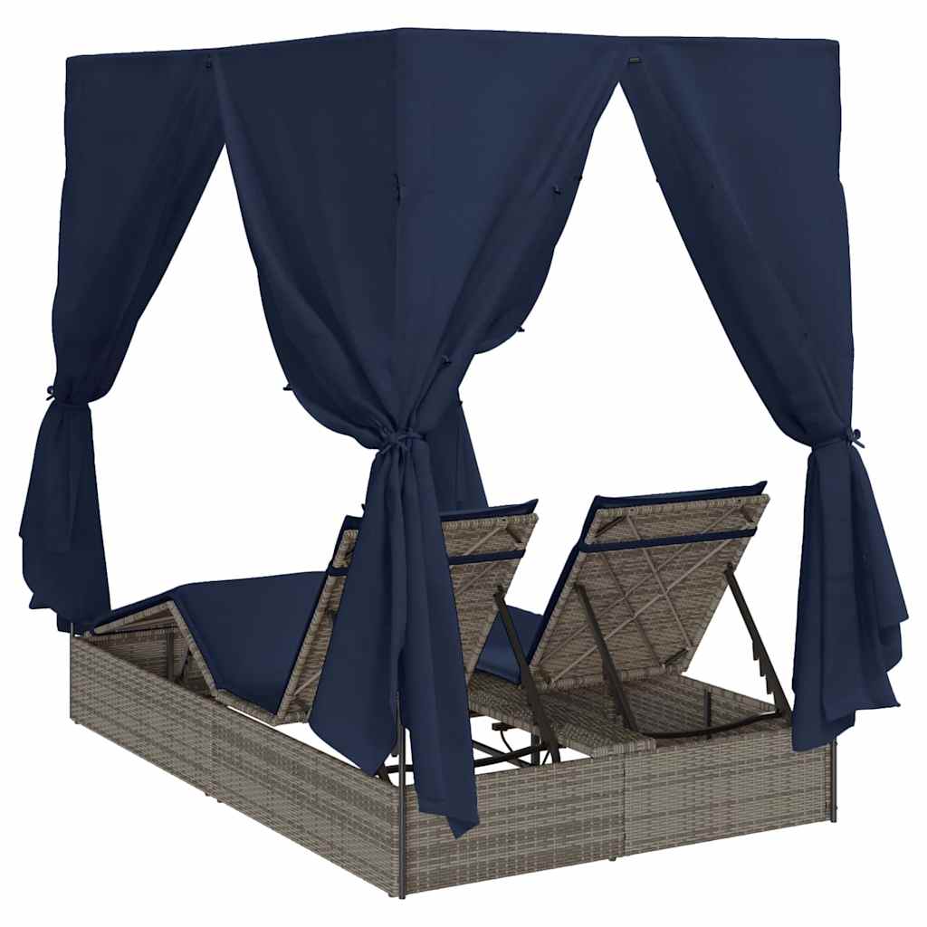 8721288599131_wbg-ba_en_hd_3 vidaXL Double Sun Lounger with Roof Grey 205 x 129 x 200 cm PE rattan - Image 7