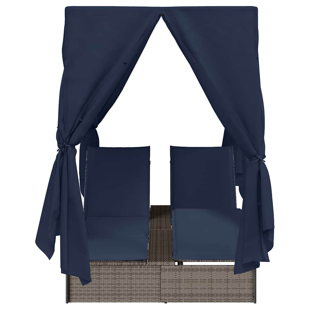 8721288599131_wbg-fr_en_hd_4 vidaXL Double Sun Lounger with Roof Grey 205 x 129 x 200 cm PE rattan - Image 5