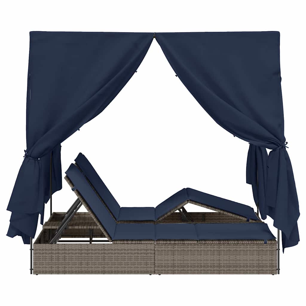 8721288599131_wbg-si_en_hd_5 vidaXL Double Sun Lounger with Roof Grey 205 x 129 x 200 cm PE rattan - Image 6
