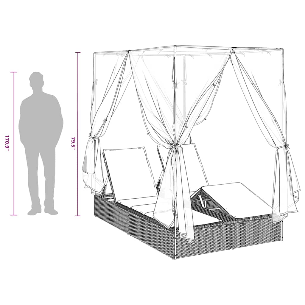 8721288599131_wbg-siz_en_hd_1 vidaXL Double Sun Lounger with Roof Grey 205 x 129 x 200 cm PE rattan - Image 11