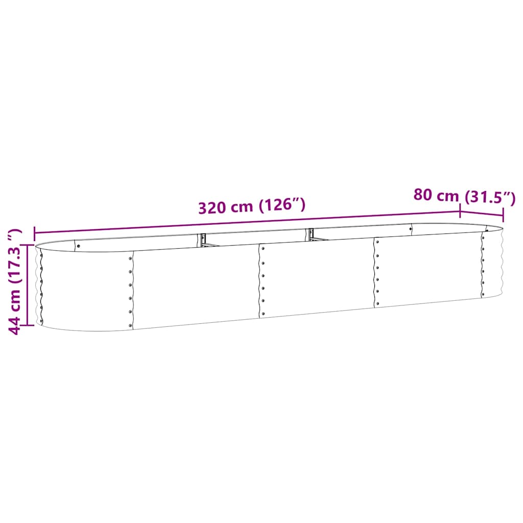 8721288601872_wbg-siz_en_hd_1 vidaXL Garden Raised Bed Brown 320 x 80 x 44 cm Steel - Image 11