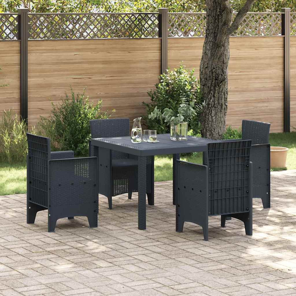 vidaXL Garden Dining Set 5 pcs Anthracite Polt rattan