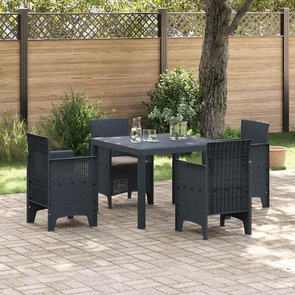 vidaXL Garden Dining Set 5 pcs Anthracite Polt rattan