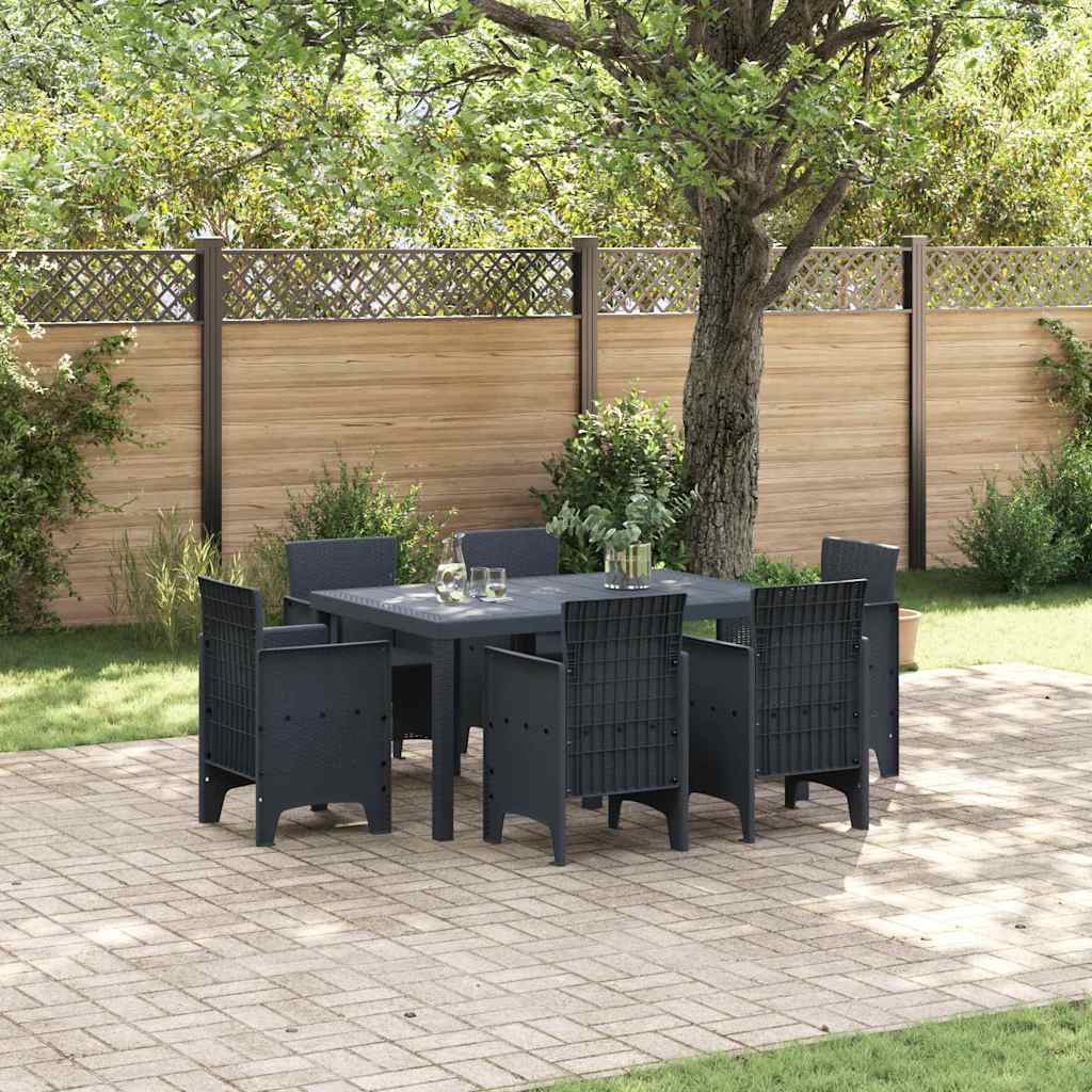 vidaXL Garden Dining Set 7 pcs Anthracite Polt rattan