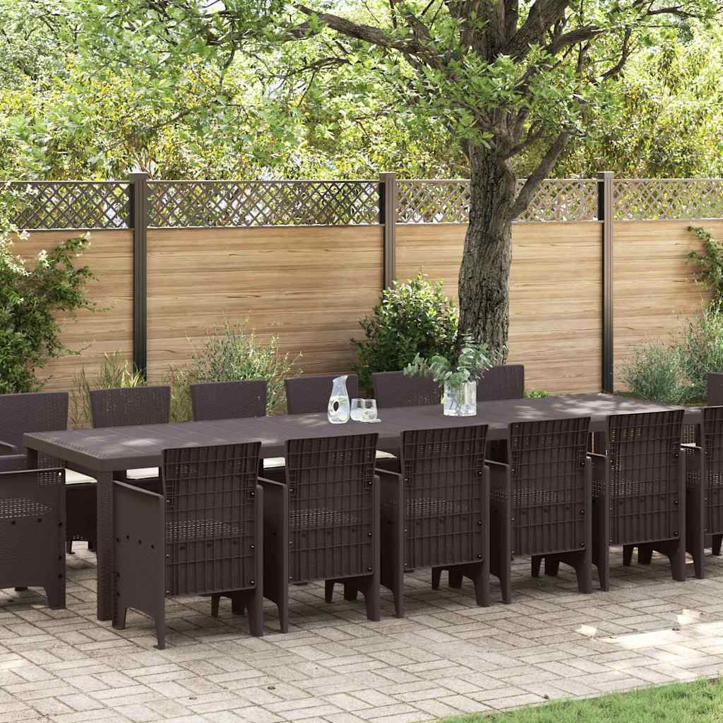 vidaXL Garden Dining Set 15 pcs Brown Polt rattan
