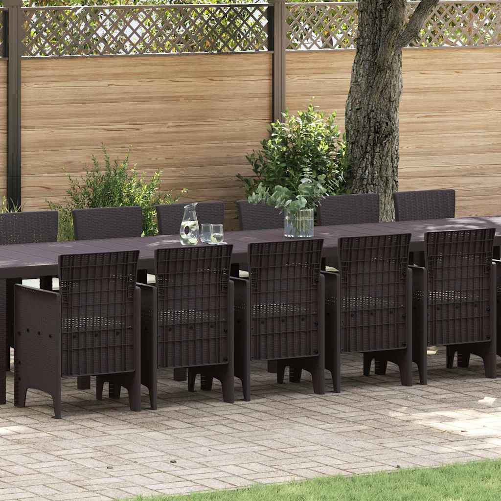 vidaXL Garden Dining Set 17 pcs Brown Polt rattan