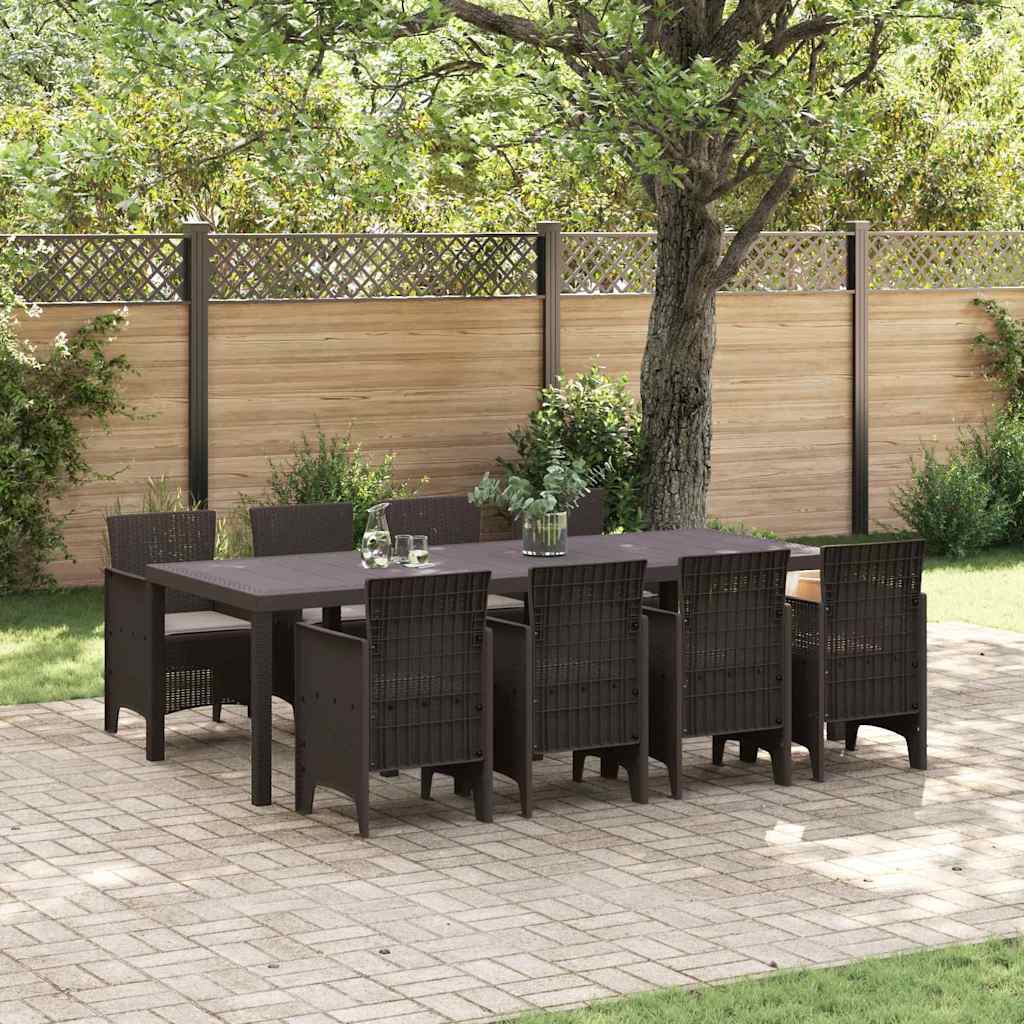 8721288626905_mo-im_en_hd_1 vidaXL Garden Dining Set 9 pcs Brown Polt rattan - Image 1