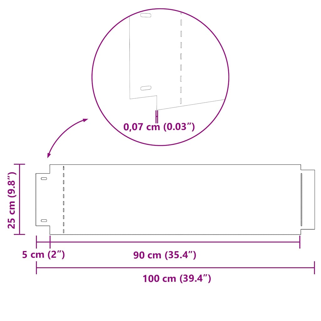 8721288628411_wbg-siz_en_hd_1 vidaXL Lawn Edgings 5 pcs Silver 100 x 25 x 0.07 cm Galvanised steel - Image 10
