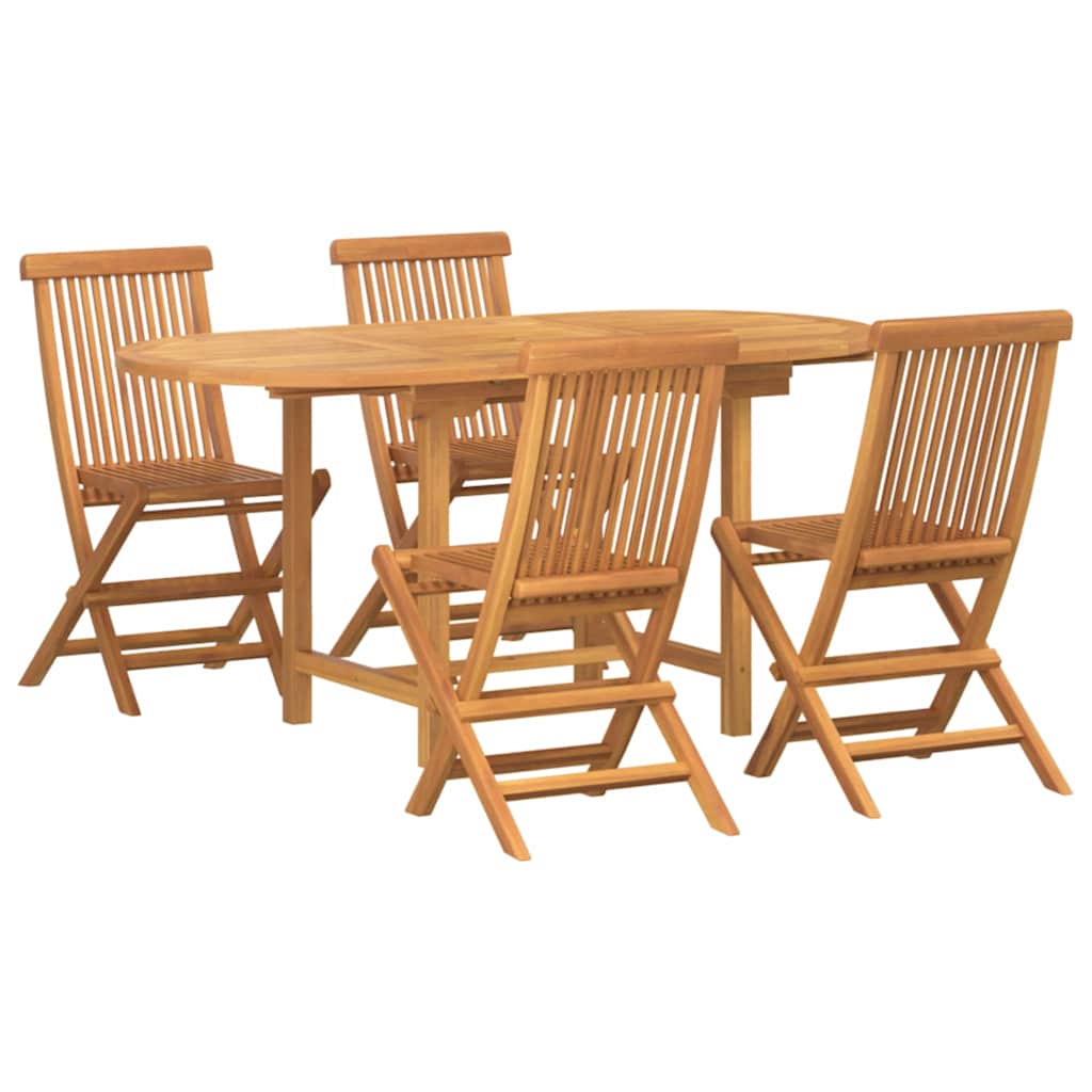 8721288665836_wbg-an-m_en_hd_4 vidaXL Garden Dining Set 5 pcs Brown 160 x 80 x 75 cm Solid teak wood - Image 2
