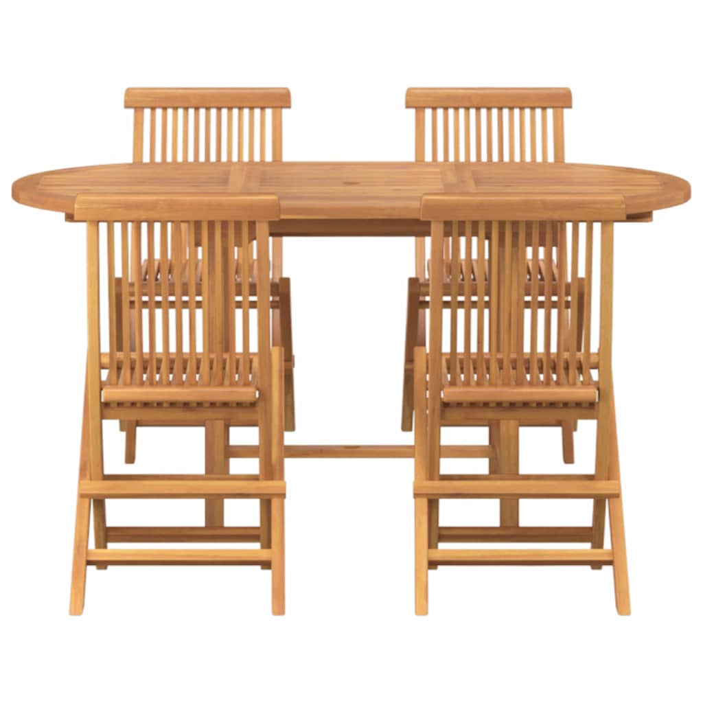 8721288665836_wbg-fr_en_hd_5 vidaXL Garden Dining Set 5 pcs Brown 160 x 80 x 75 cm Solid teak wood - Image 8