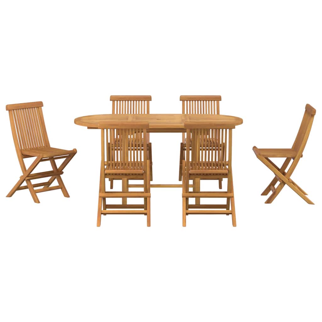 8721288665843_wbg-fr_en_hd_5 vidaXL Garden Dining Set 7 pcs Brown 160 x 80 x 75 cm Solid teak wood - Image 8