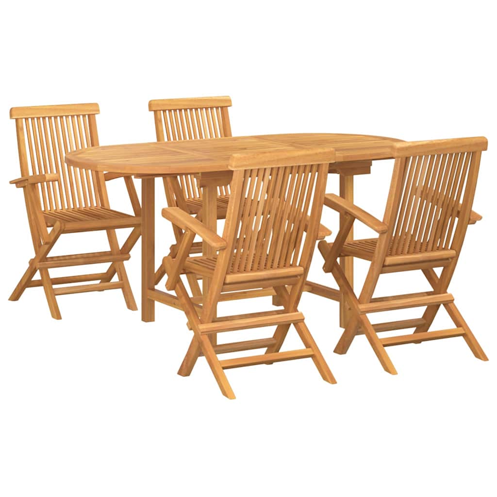 8721288665850_wbg-an-m_en_hd_4 vidaXL Garden Dining Set 5 pcs Brown 160 x 80 x 75 cm Solid teak wood - Image 2