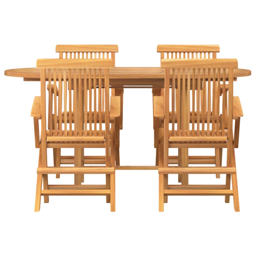 8721288665850_wbg-fr_en_hd_5 vidaXL Garden Dining Set 5 pcs Brown 160 x 80 x 75 cm Solid teak wood - Image 8
