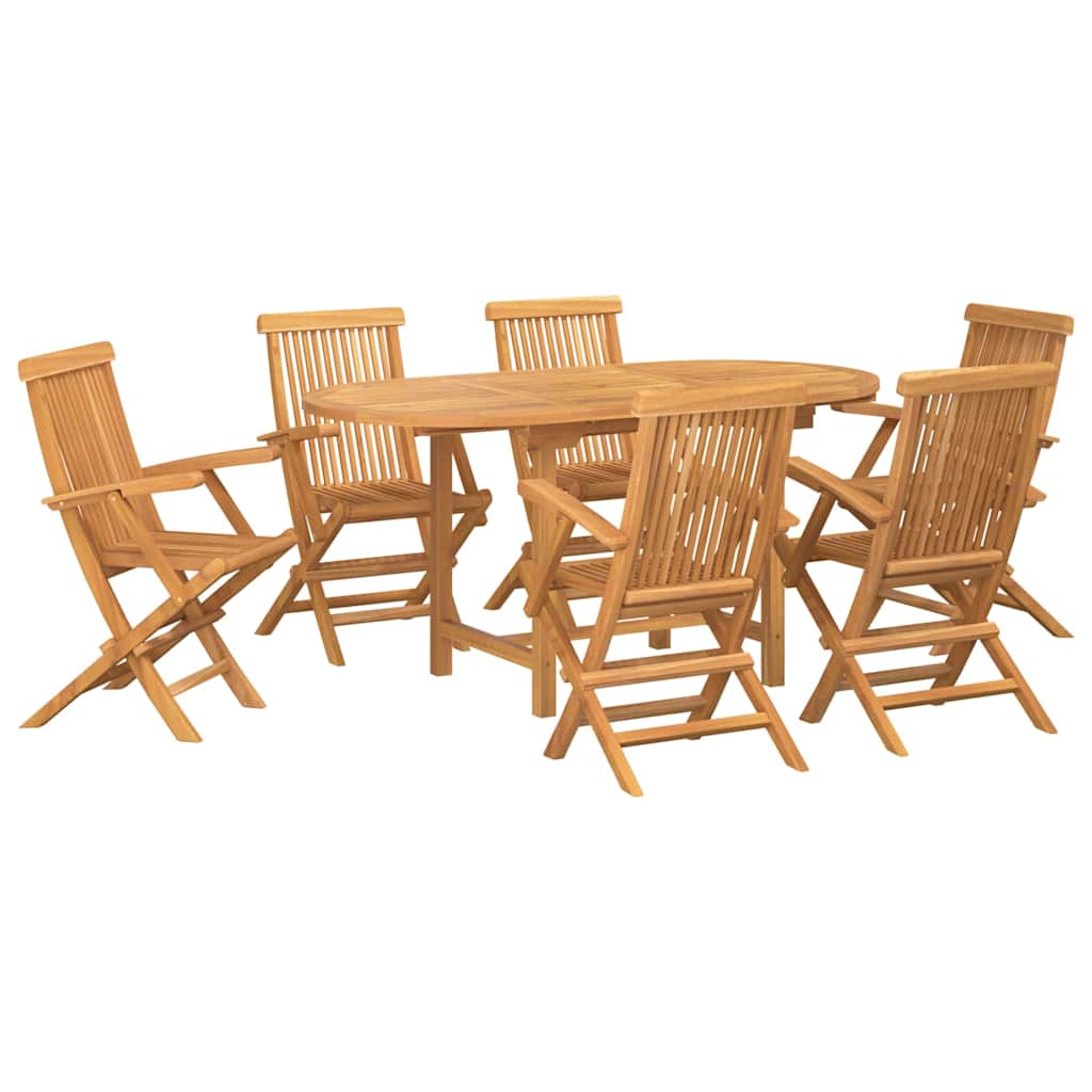 8721288665867_wbg-an-m_en_hd_4 vidaXL Garden Dining Set 7 pcs Brown 160 x 80 x 75 cm Solid teak wood - Image 2