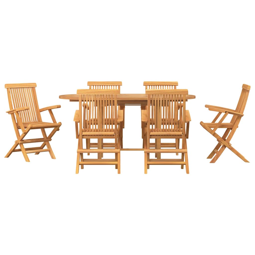 8721288665867_wbg-fr_en_hd_5 vidaXL Garden Dining Set 7 pcs Brown 160 x 80 x 75 cm Solid teak wood - Image 8