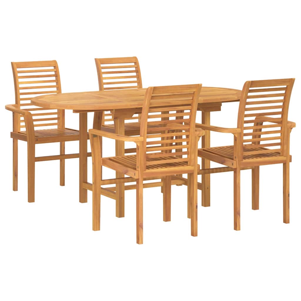 8721288665874_wbg-an-m_en_hd_4 vidaXL Garden Dining Set 5 pcs Brown 160 x 80 x 75 cm Solid teak wood - Image 2