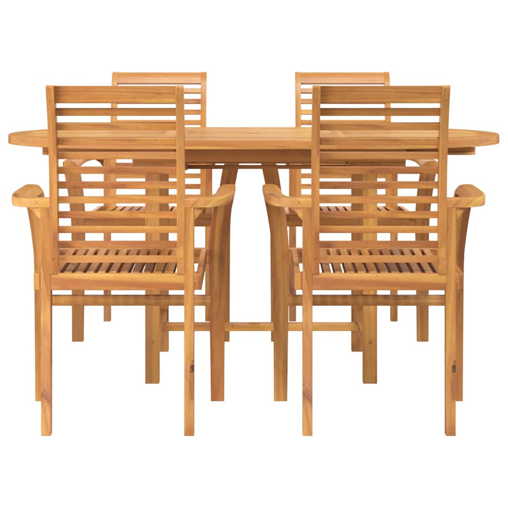 8721288665874_wbg-fr_en_hd_5 vidaXL Garden Dining Set 5 pcs Brown 160 x 80 x 75 cm Solid teak wood - Image 8