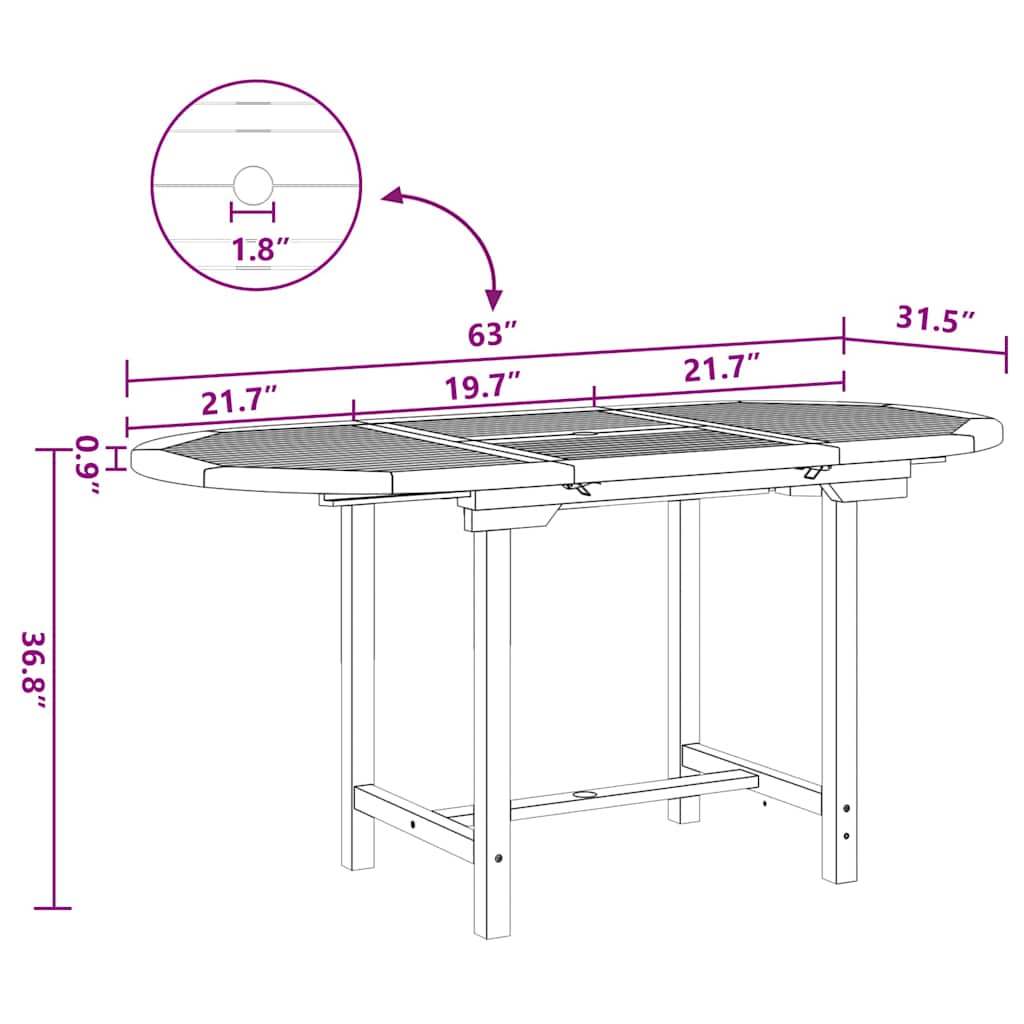 8721288665874_wbg-siz_en_hd_2 vidaXL Garden Dining Set 5 pcs Brown 160 x 80 x 75 cm Solid teak wood - Image 13