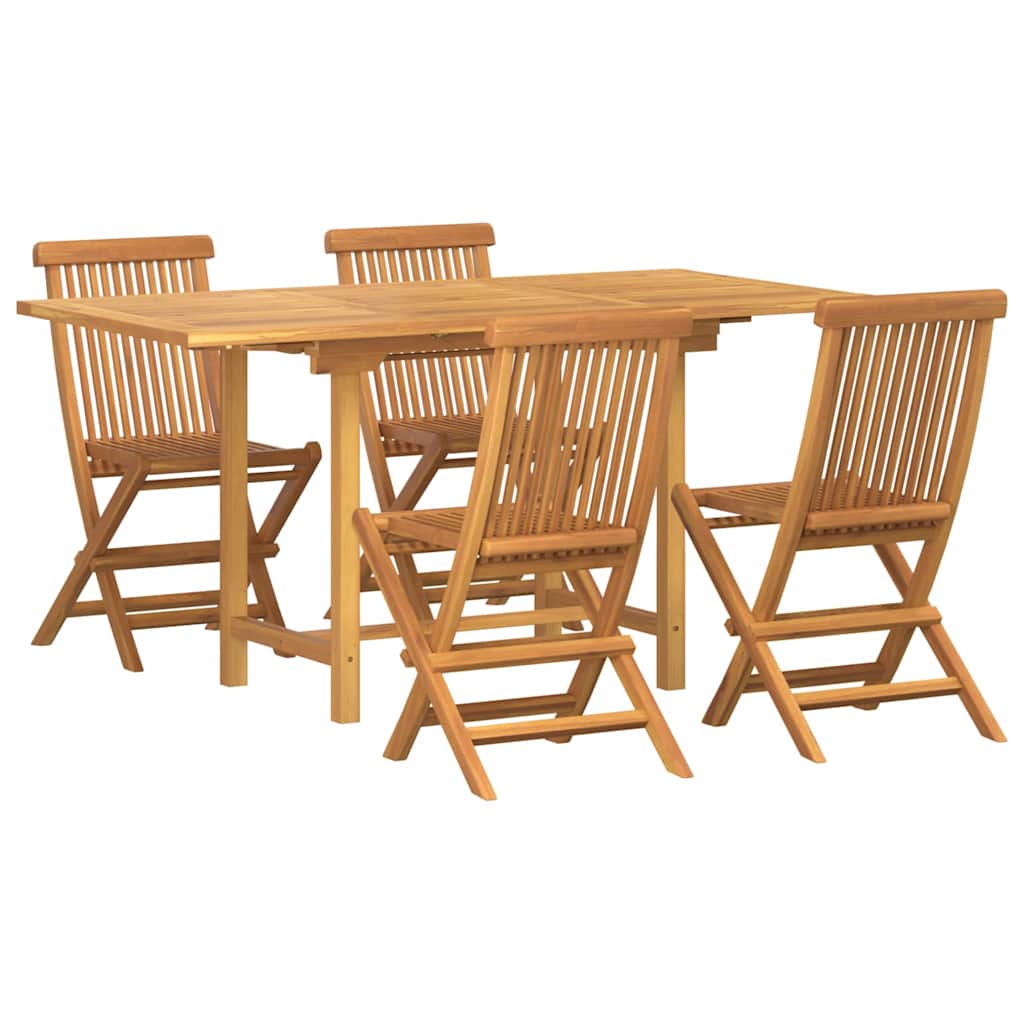 8721288665898_wbg-an-m_en_hd_4 vidaXL Garden Dining Set 5 pcs Brown 160 x 80 x 75 cm Solid teak wood - Image 2