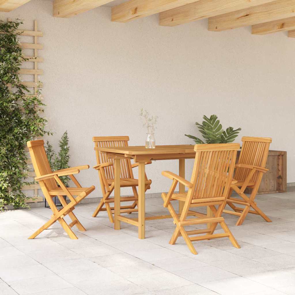 8721288665911_mo-im_en_hd_2 vidaXL Garden Dining Set 5 pcs Brown 160 x 80 x 75 cm Solid teak wood - Image 4