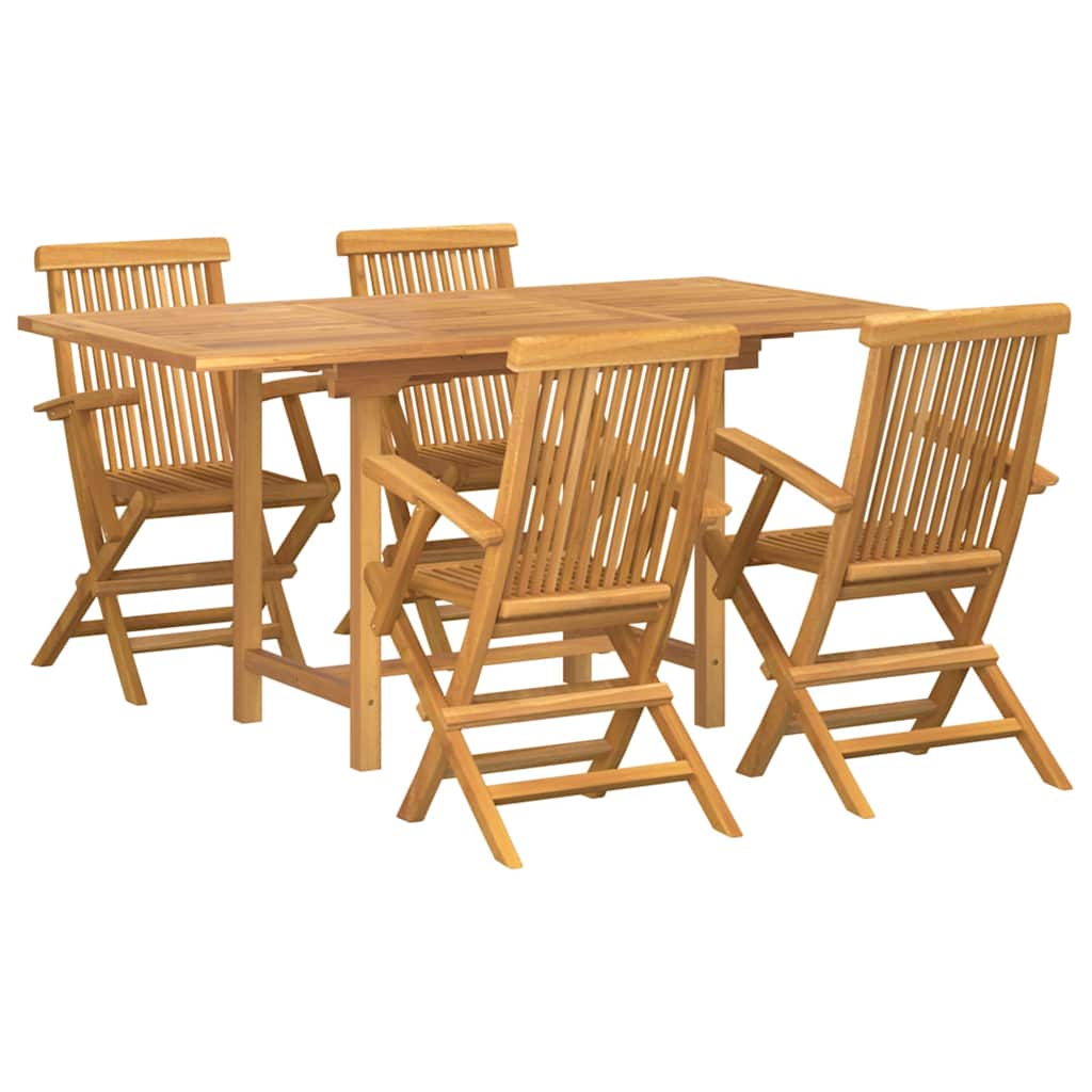 8721288665911_wbg-an-m_en_hd_4 vidaXL Garden Dining Set 5 pcs Brown 160 x 80 x 75 cm Solid teak wood - Image 2