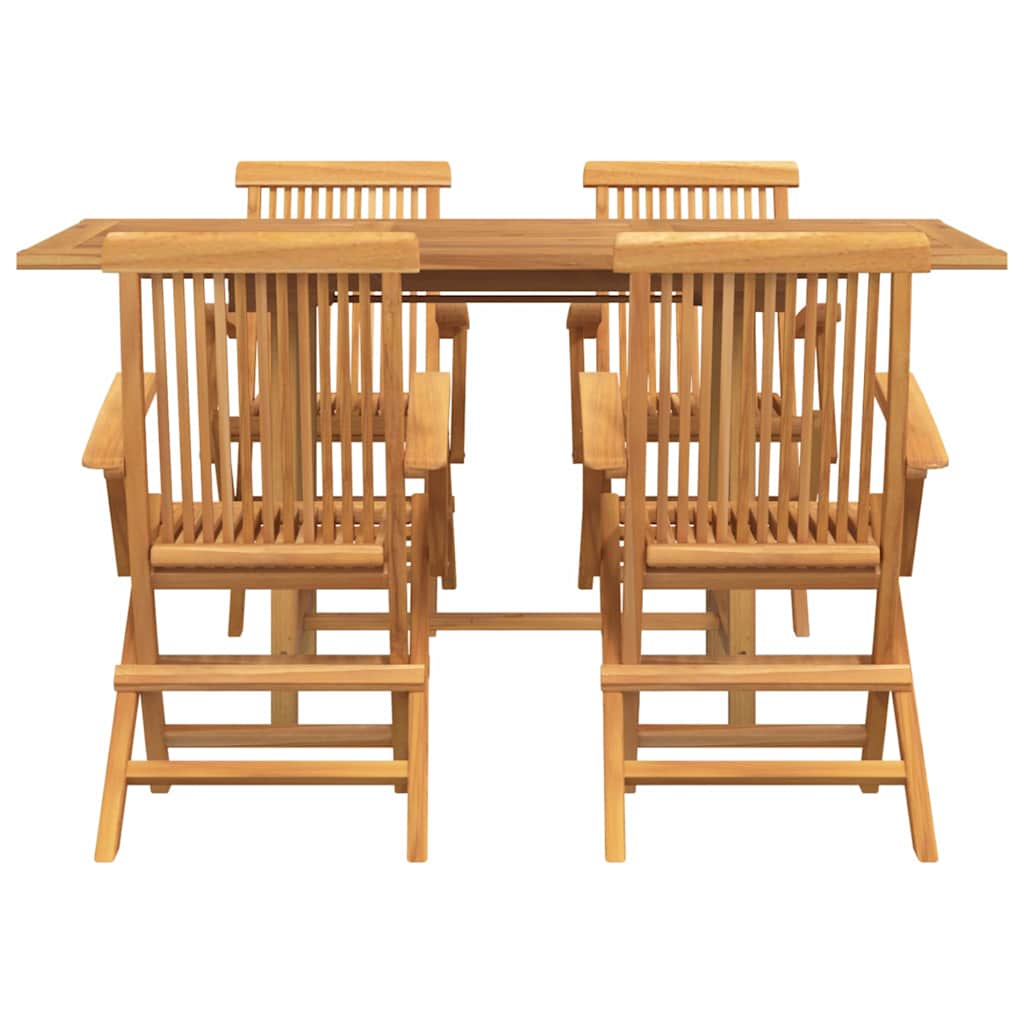 8721288665911_wbg-fr_en_hd_5 vidaXL Garden Dining Set 5 pcs Brown 160 x 80 x 75 cm Solid teak wood - Image 8