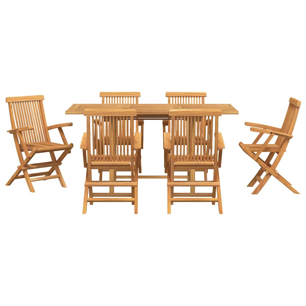 8721288665928_wbg-fr_en_hd_5 vidaXL Garden Dining Set 7 pcs Brown 160 x 80 x 75 cm Solid teak wood - Image 8