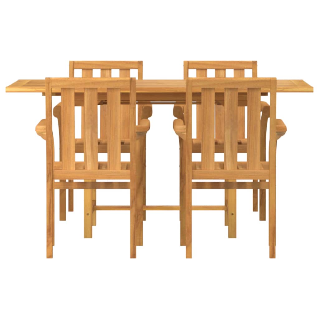 8721288665935_wbg-fr_en_hd_5 vidaXL Garden Dining Set 5 pcs Brown 160 x 80 x 75 cm Solid teak wood - Image 8