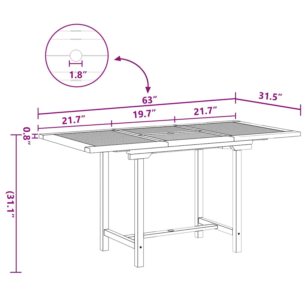 8721288665935_wbg-siz_en_hd_2 vidaXL Garden Dining Set 5 pcs Brown 160 x 80 x 75 cm Solid teak wood - Image 13