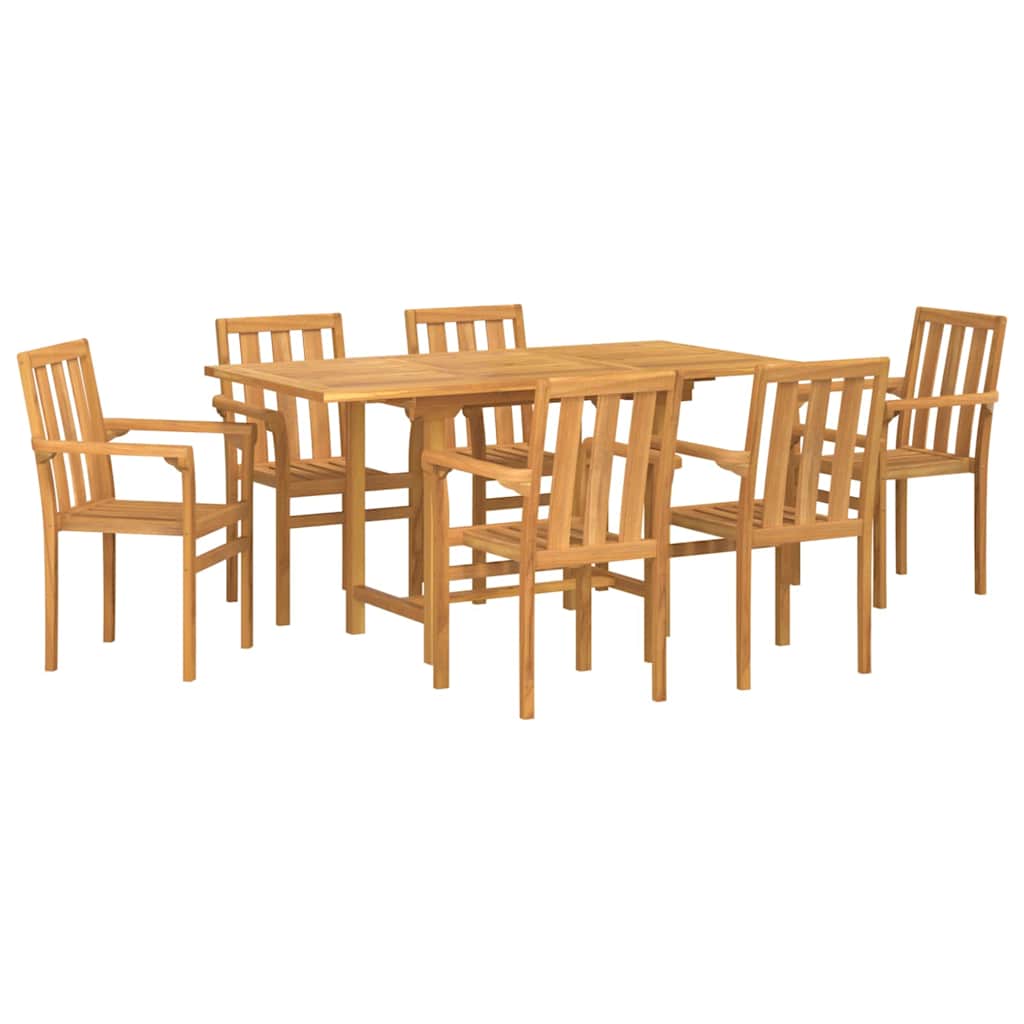 8721288665942_wbg-an-m_en_hd_4 vidaXL Garden Dining Set 7 pcs Brown 160 x 80 x 75 cm Solid teak wood - Image 2