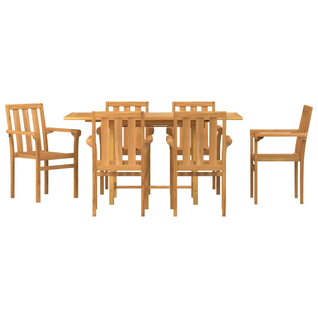 8721288665942_wbg-fr_en_hd_5 vidaXL Garden Dining Set 7 pcs Brown 160 x 80 x 75 cm Solid teak wood - Image 8