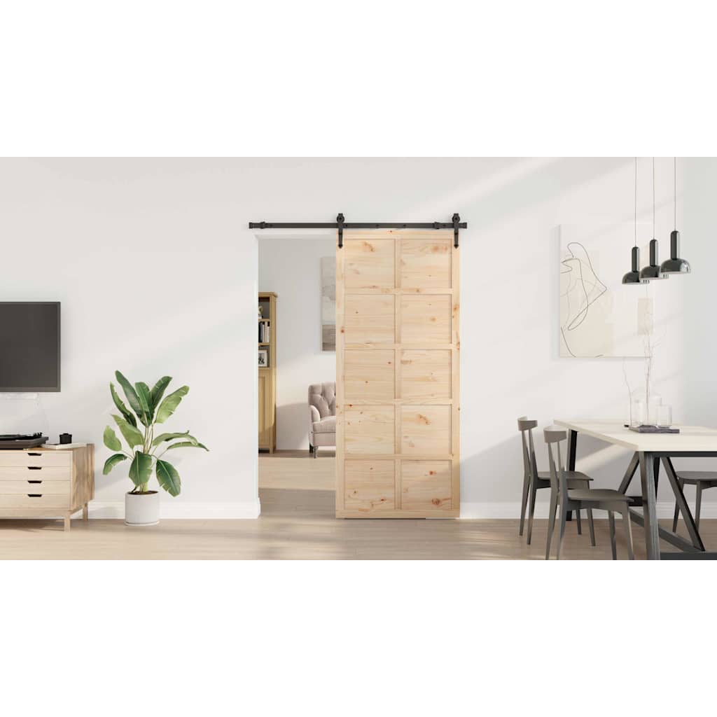 8721288667526_mo-im_en_hd_2 vidaXL Sliding Door Brown 80 x 208 cm Solid pine wood - Image 3