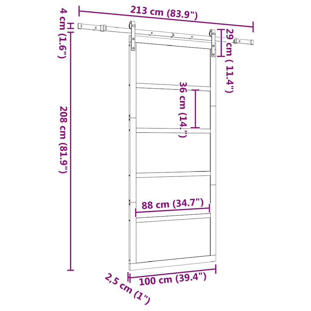 8721288667663_wbg-siz_en_hd_1 vidaXL Sliding Door Brown 100 x 208 cm Solid pine wood - Image 12